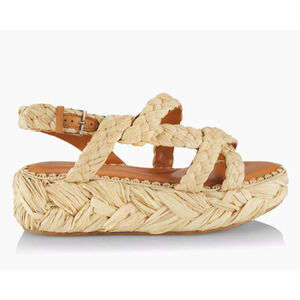 CLERGERIE Antona Size 41/US 10.5 Raffia Espadrille Slingback Platform Sandal NEW
